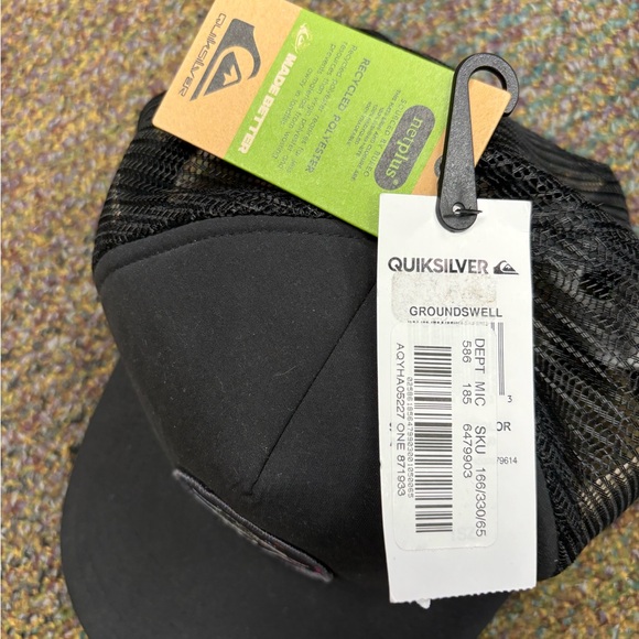 NEW! Quicksilver hat OSFA black SnapBack trucker mesh cap - Picture 7 of 8